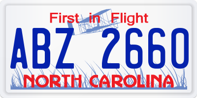 NC license plate ABZ2660