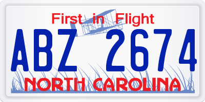 NC license plate ABZ2674