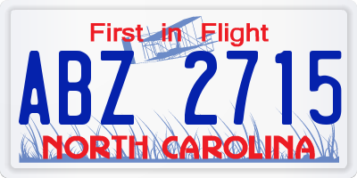 NC license plate ABZ2715