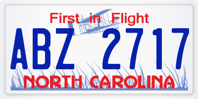 NC license plate ABZ2717