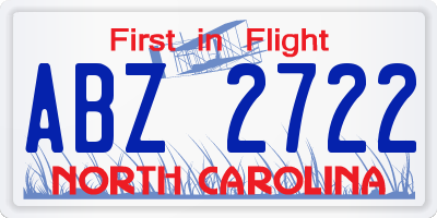 NC license plate ABZ2722