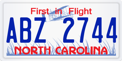 NC license plate ABZ2744