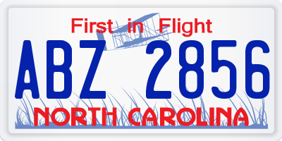 NC license plate ABZ2856