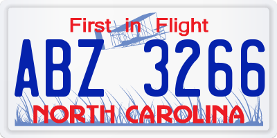 NC license plate ABZ3266