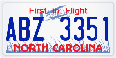 NC license plate ABZ3351