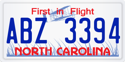 NC license plate ABZ3394