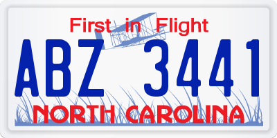 NC license plate ABZ3441