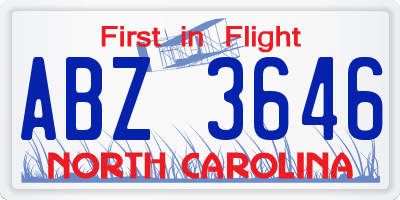 NC license plate ABZ3646