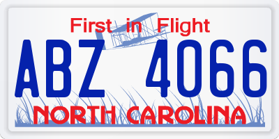 NC license plate ABZ4066