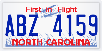 NC license plate ABZ4159