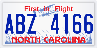 NC license plate ABZ4166