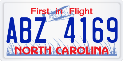 NC license plate ABZ4169