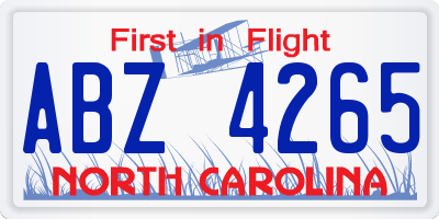 NC license plate ABZ4265