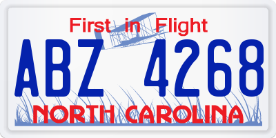NC license plate ABZ4268