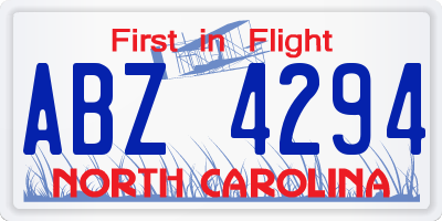 NC license plate ABZ4294