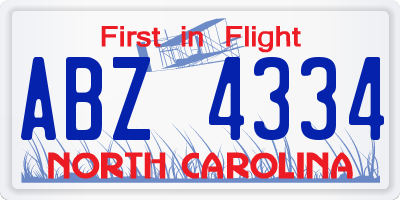 NC license plate ABZ4334
