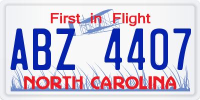NC license plate ABZ4407