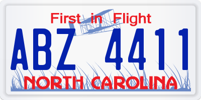 NC license plate ABZ4411