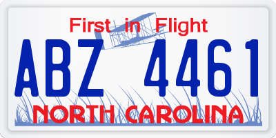 NC license plate ABZ4461