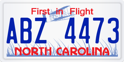 NC license plate ABZ4473