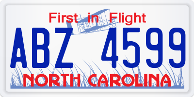 NC license plate ABZ4599