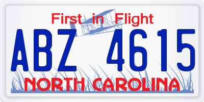 NC license plate ABZ4615