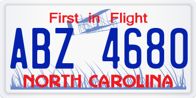 NC license plate ABZ4680