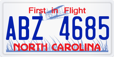 NC license plate ABZ4685