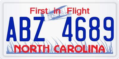 NC license plate ABZ4689