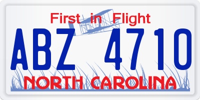 NC license plate ABZ4710
