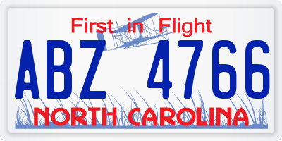 NC license plate ABZ4766