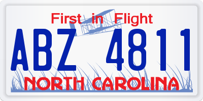 NC license plate ABZ4811