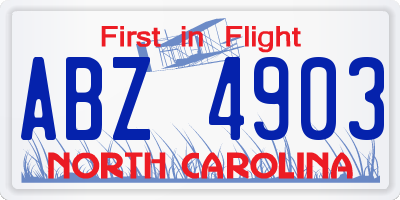 NC license plate ABZ4903