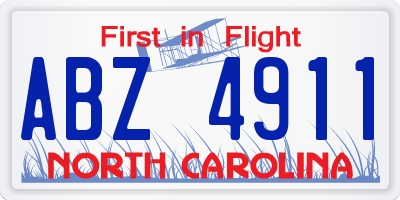NC license plate ABZ4911