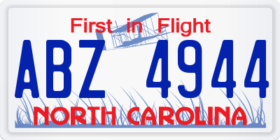 NC license plate ABZ4944