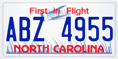 NC license plate ABZ4955