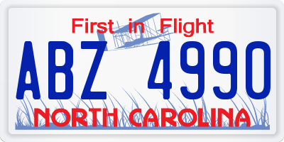 NC license plate ABZ4990