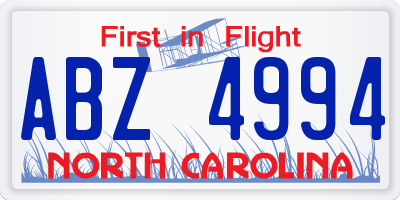 NC license plate ABZ4994