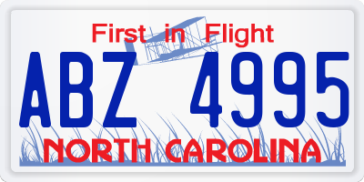 NC license plate ABZ4995
