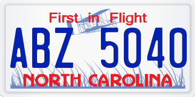 NC license plate ABZ5040