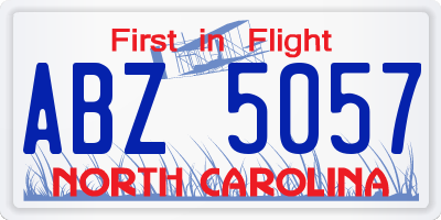 NC license plate ABZ5057