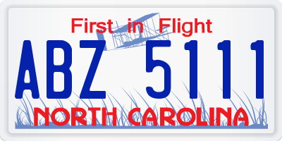 NC license plate ABZ5111
