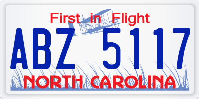 NC license plate ABZ5117