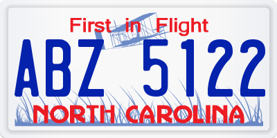 NC license plate ABZ5122