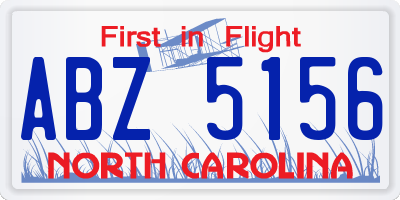 NC license plate ABZ5156