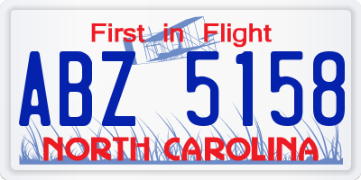 NC license plate ABZ5158