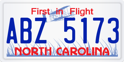 NC license plate ABZ5173