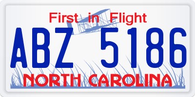 NC license plate ABZ5186
