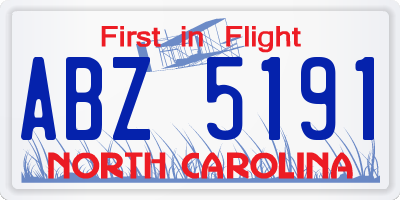 NC license plate ABZ5191