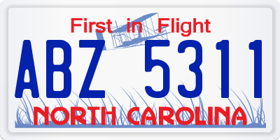 NC license plate ABZ5311